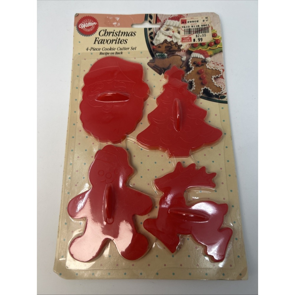 NEW Vintage Wilton Christmas Favorites Cookie Cutter 4 Piece Snowman Santa Tree